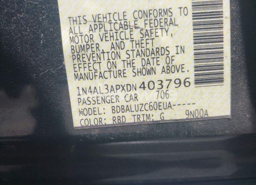 Photo 9 of 2013 Nissan Altima 2.5 SV (VIN 1N4AL3APXDN403796)