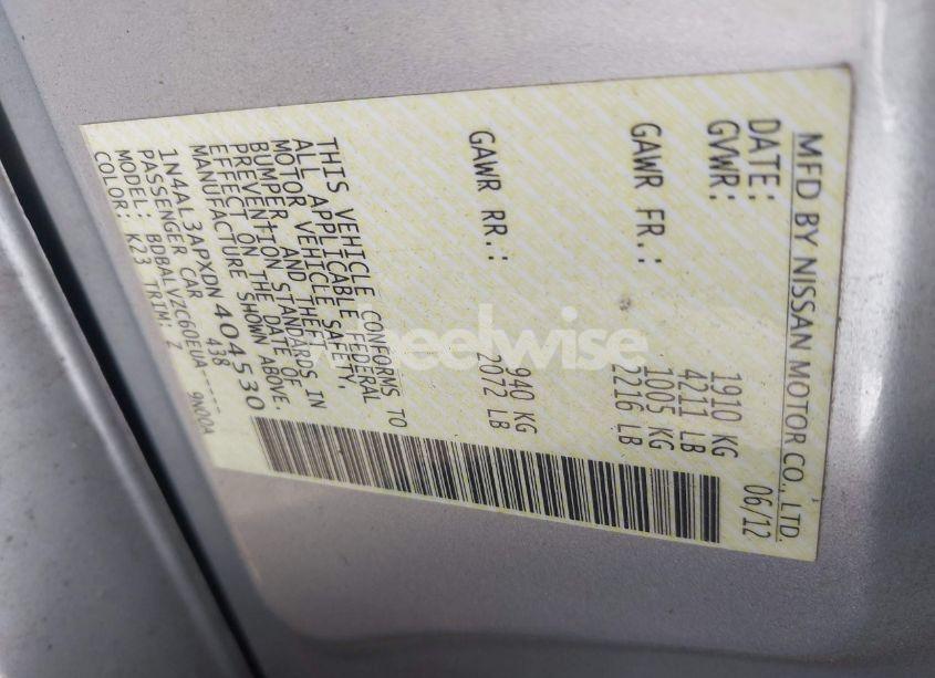 Photo 9 of 2013 Nissan Altima 2.5 SL (VIN 1N4AL3APXDN404530)