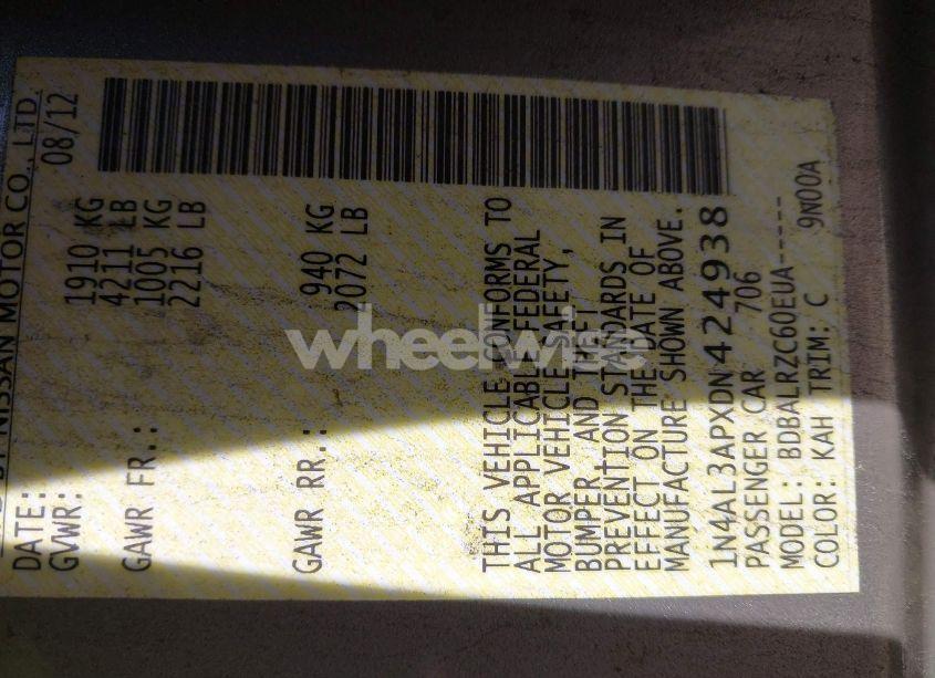 Photo 9 of 2013 Nissan Altima 2.5 S (VIN 1N4AL3APXDN424938)