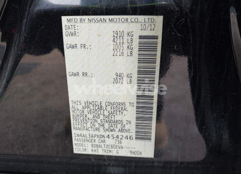 Photo 9 of 2013 Nissan Altima 2.5 SV (VIN 1N4AL3APXDN454246)