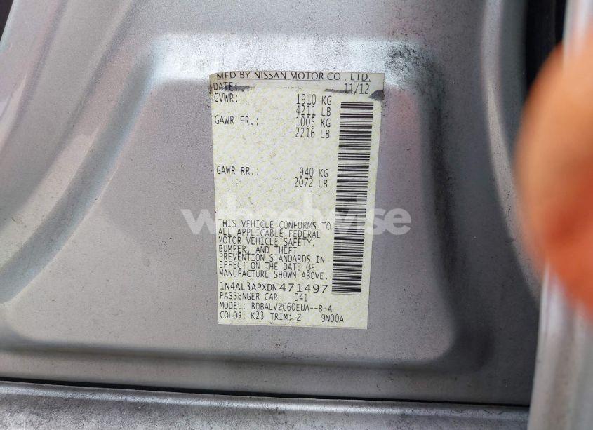 Photo 9 of 2013 Nissan Altima 2.5 SL (VIN 1N4AL3APXDN471497)