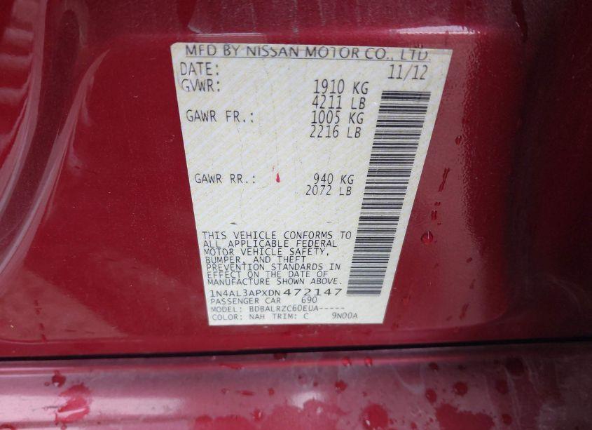 Photo 9 of 2013 Nissan Altima 2.5 S (VIN 1N4AL3APXDN472147)