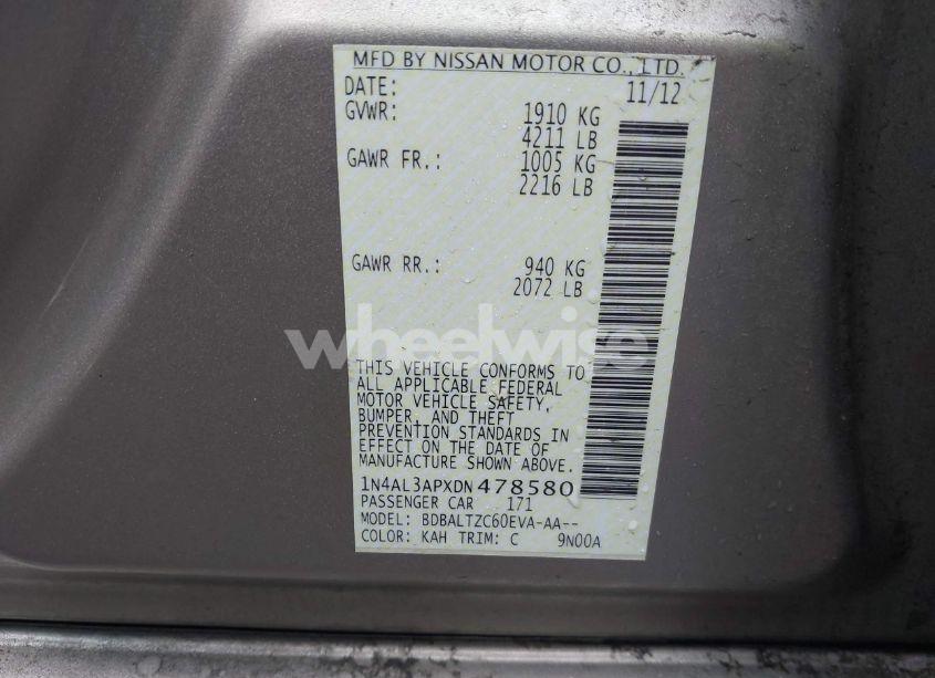 Photo 9 of 2013 Nissan Altima 2.5 SV (VIN 1N4AL3APXDN478580)