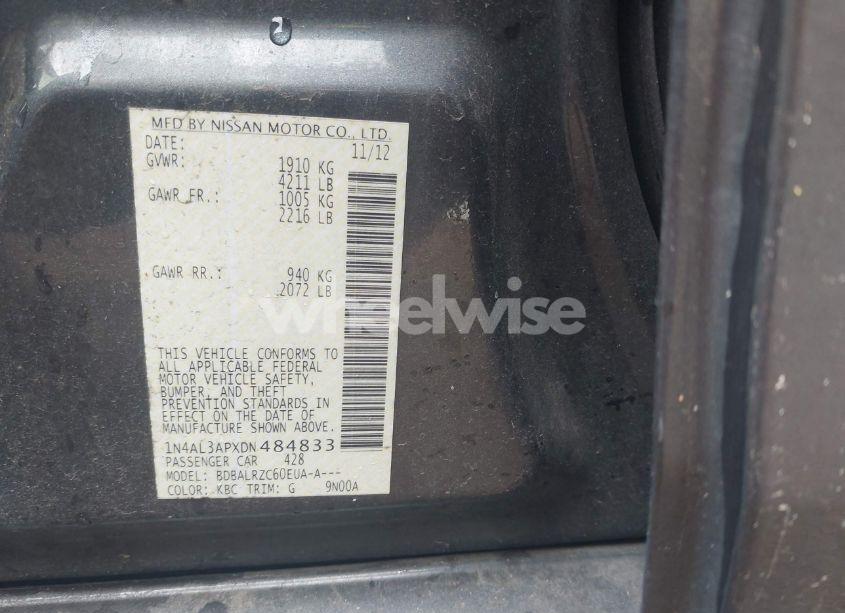 Photo 9 of 2013 Nissan Altima 2.5 S (VIN 1N4AL3APXDN484833)