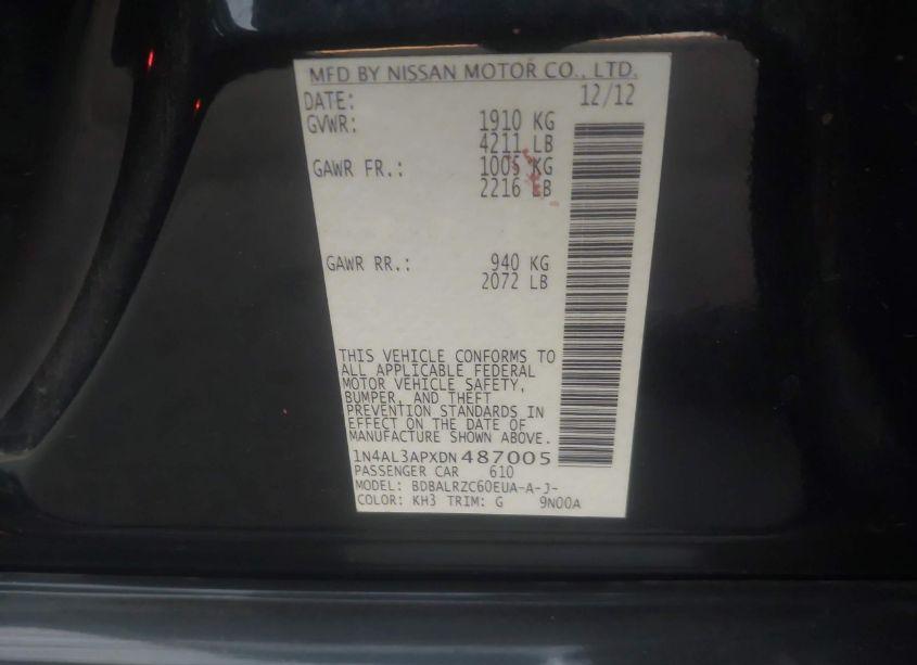 Photo 9 of 2013 Nissan Altima 2.5 S (VIN 1N4AL3APXDN487005)