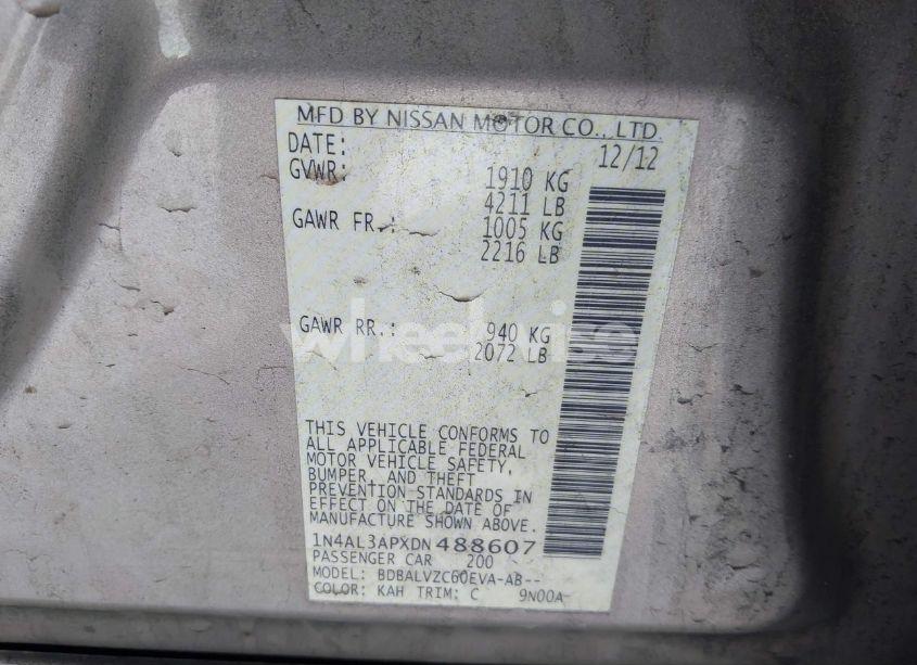 Photo 9 of 2013 Nissan Altima 2.5 SL (VIN 1N4AL3APXDN488607)