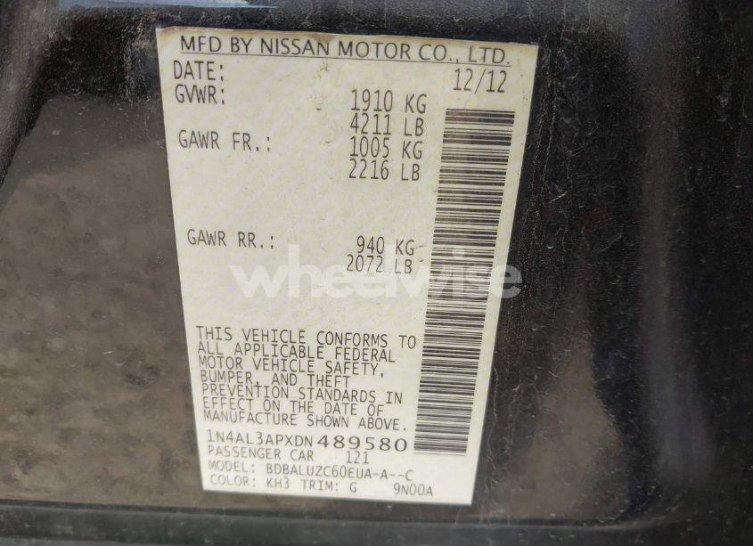 Photo 9 of 2013 Nissan Altima 2.5 SV (VIN 1N4AL3APXDN489580)