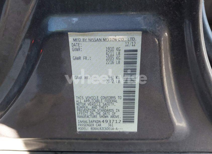 Photo 9 of 2013 Nissan Altima 2.5 S (VIN 1N4AL3APXDN493712)