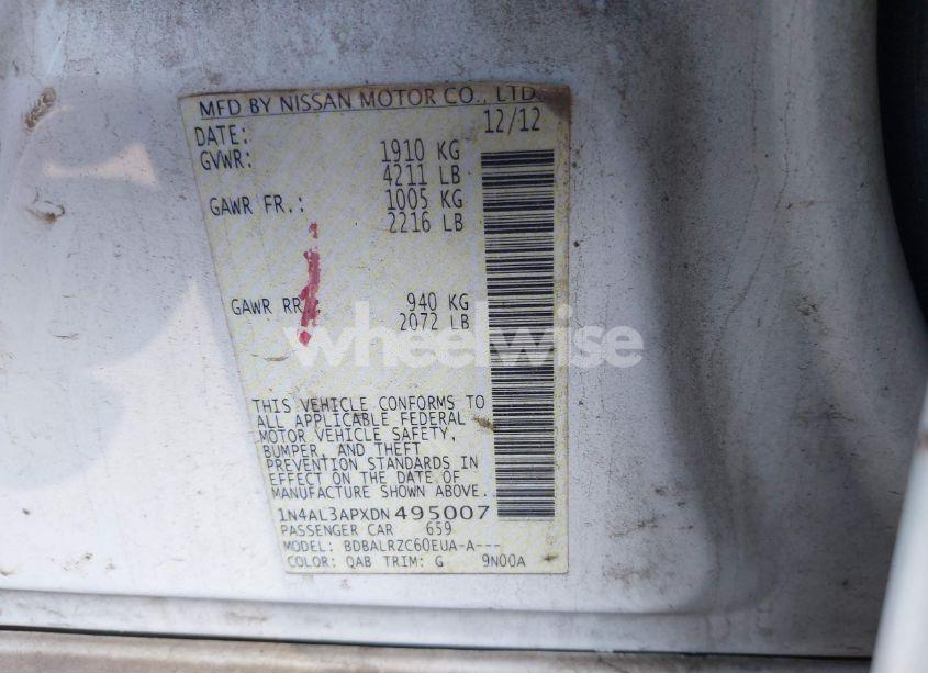 Photo 9 of 2013 Nissan Altima 2.5 S (VIN 1N4AL3APXDN495007)