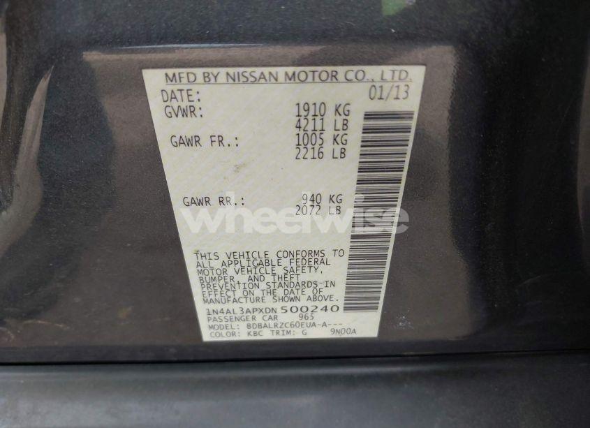 Photo 9 of 2013 Nissan Altima 2.5 S (VIN 1N4AL3APXDN500240)