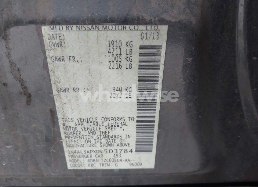 Photo 9 of 2013 Nissan Altima 2.5 SV (VIN 1N4AL3APXDN503784)