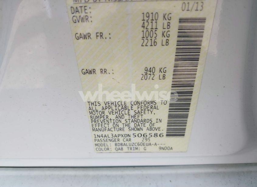 Photo 9 of 2013 Nissan Altima 2.5 SV (VIN 1N4AL3APXDN506586)