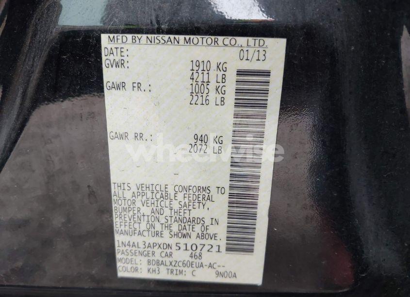 Photo 9 of 2013 Nissan Altima 2.5 SL (VIN 1N4AL3APXDN510721)