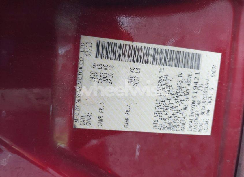 Photo 9 of 2013 Nissan Altima 2.5 S (VIN 1N4AL3APXDN519421)