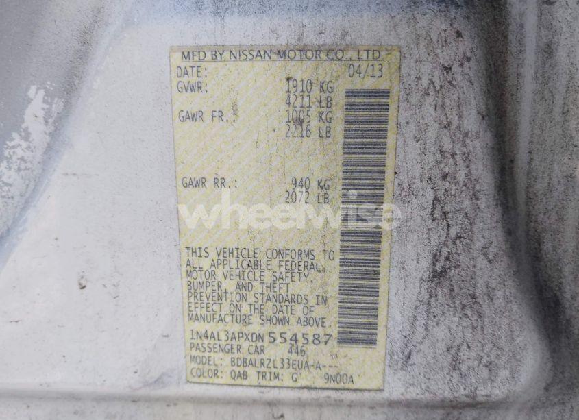 Photo 9 of 2013 Nissan Altima 2.5 S (VIN 1N4AL3APXDN554587)