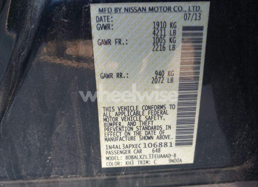 Photo 9 of 2014 Nissan Altima 2.5 SL (VIN 1N4AL3APXEC106881)