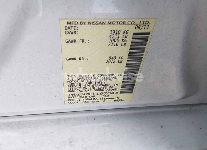 Photo 9 of 2014 Nissan Altima 2.5 S (VIN 1N4AL3APXEC107044)