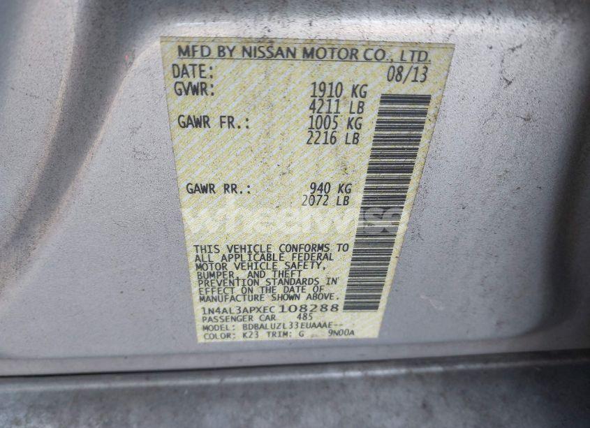 Photo 9 of 2014 Nissan Altima 2.5 SV (VIN 1N4AL3APXEC108288)