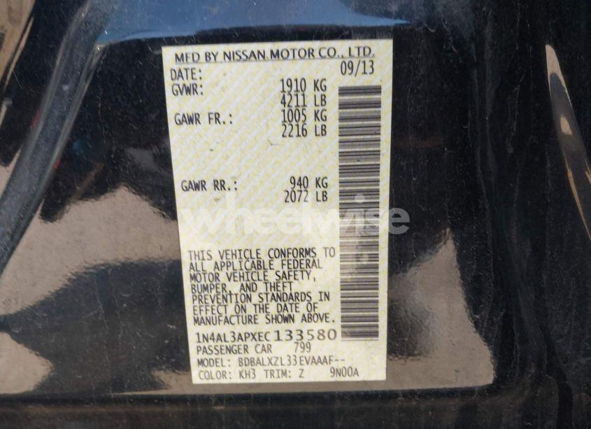 Photo 9 of 2014 Nissan Altima 2.5 SL (VIN 1N4AL3APXEC133580)