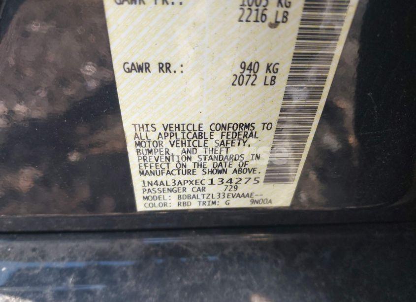 Photo 9 of 2014 Nissan Altima 2.5 SV (VIN 1N4AL3APXEC134275)