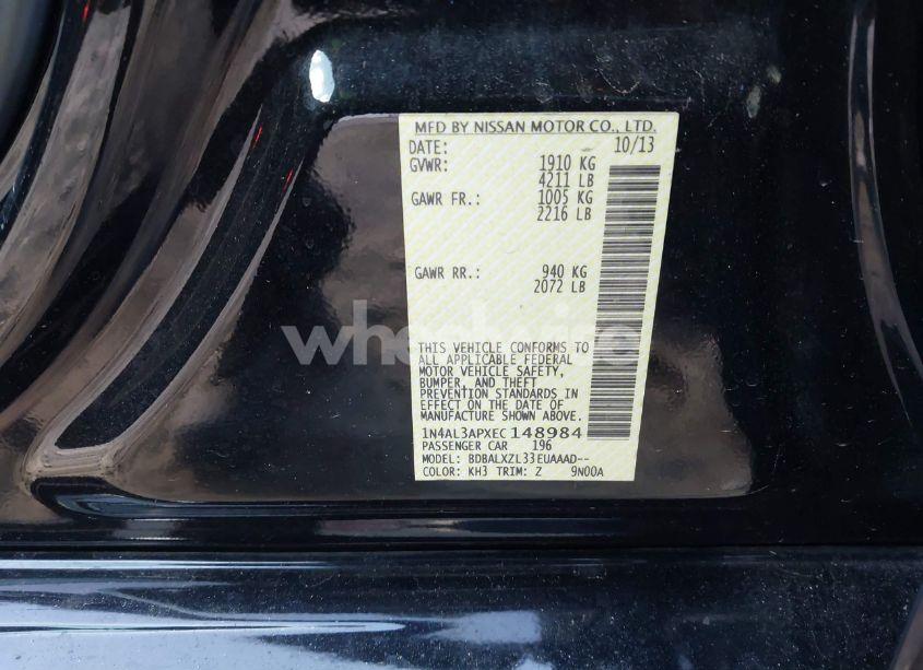 Photo 9 of 2014 Nissan Altima 2.5 SL (VIN 1N4AL3APXEC148984)