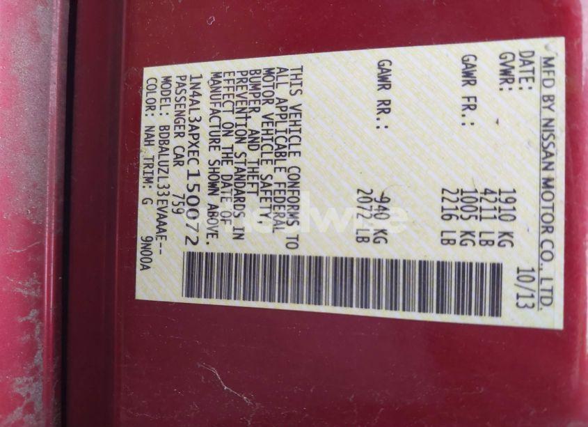 Photo 9 of 2014 Nissan Altima 2.5 SV (VIN 1N4AL3APXEC150072)