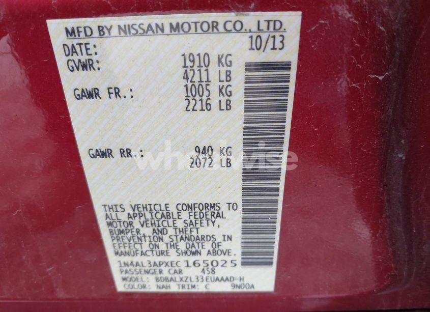 Photo 9 of 2014 Nissan Altima 2.5 SL (VIN 1N4AL3APXEC165025)