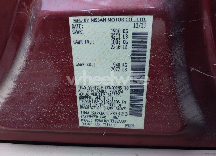 Photo 9 of 2014 Nissan Altima 2.5 S (VIN 1N4AL3APXEC170323)