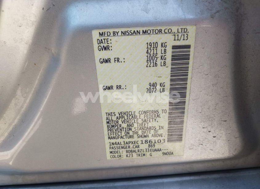 Photo 9 of 2014 Nissan Altima 2.5 S (VIN 1N4AL3APXEC186103)