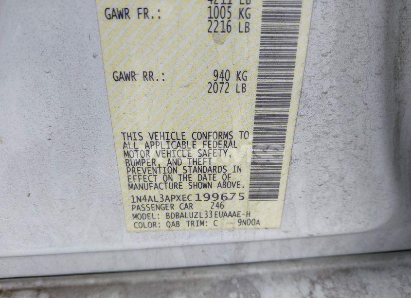 Photo 9 of 2014 Nissan Altima 2.5 SV (VIN 1N4AL3APXEC199675)