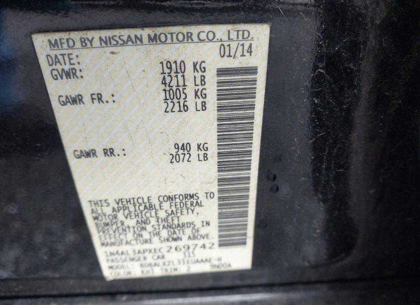 Photo 9 of 2014 Nissan Altima 2.5 SL (VIN 1N4AL3APXEC269742)