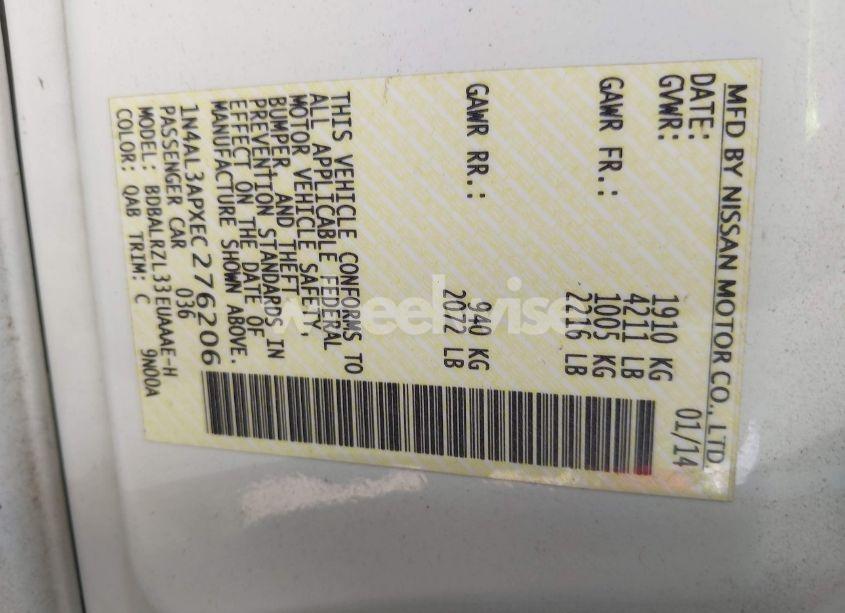 Photo 9 of 2014 Nissan Altima 2.5 S (VIN 1N4AL3APXEC276206)