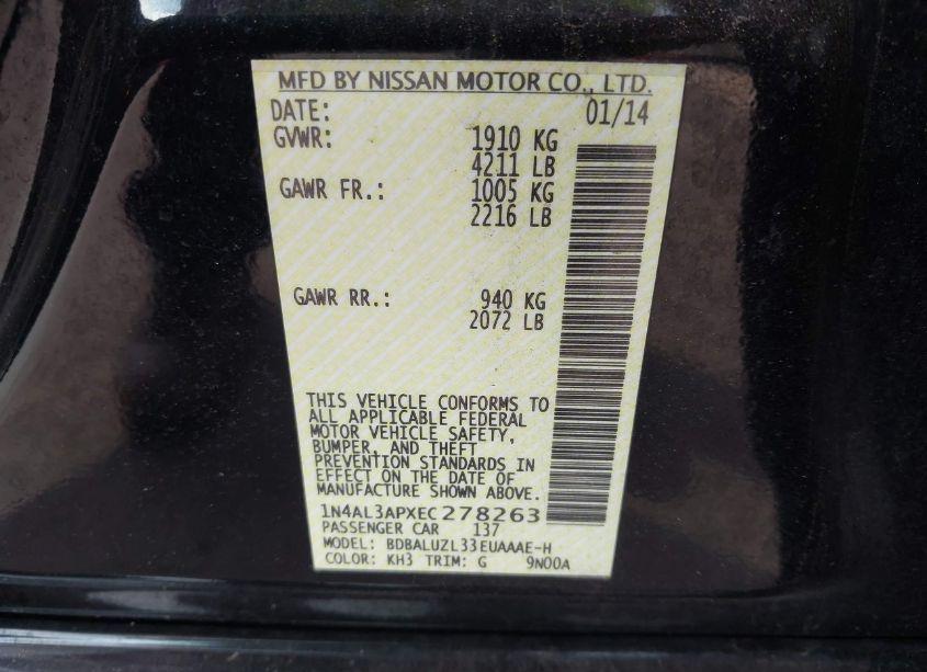 Photo 9 of 2014 Nissan Altima 2.5 SV (VIN 1N4AL3APXEC278263)