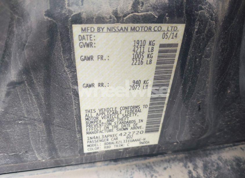 Photo 9 of 2014 Nissan Altima 2.5 S (VIN 1N4AL3APXEC422720)