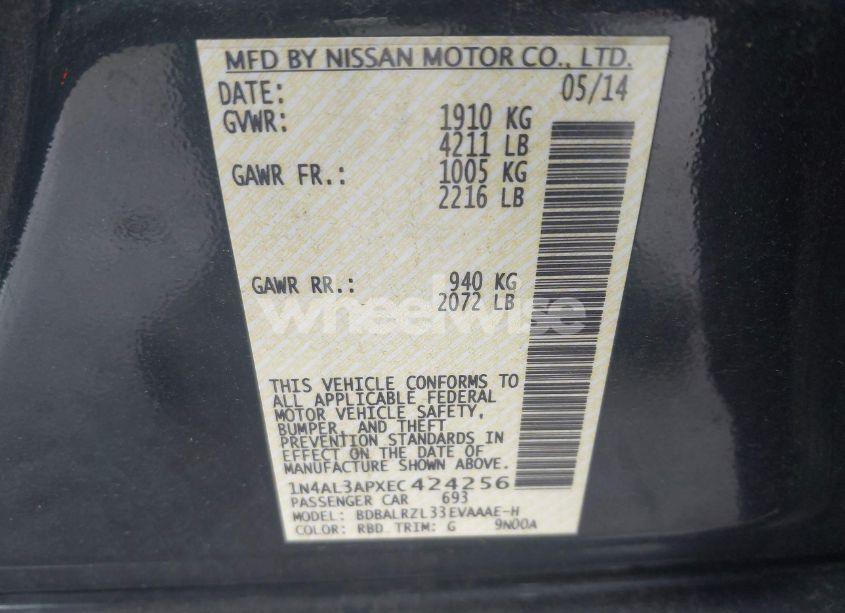 Photo 9 of 2014 Nissan Altima 2.5 S (VIN 1N4AL3APXEC424256)