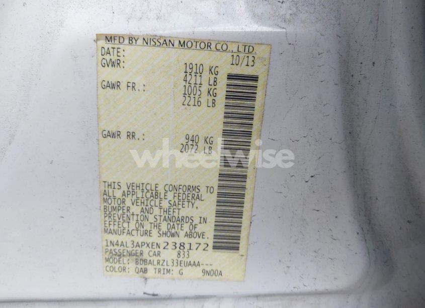 Photo 9 of 2014 Nissan Altima 2.5 S (VIN 1N4AL3APXEN238172)