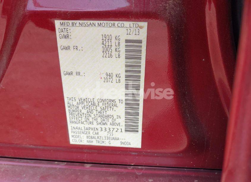 Photo 9 of 2014 Nissan Altima 2.5/2.5 S/2.5 SL/2.5 SV (VIN 1N4AL3APXEN333721)