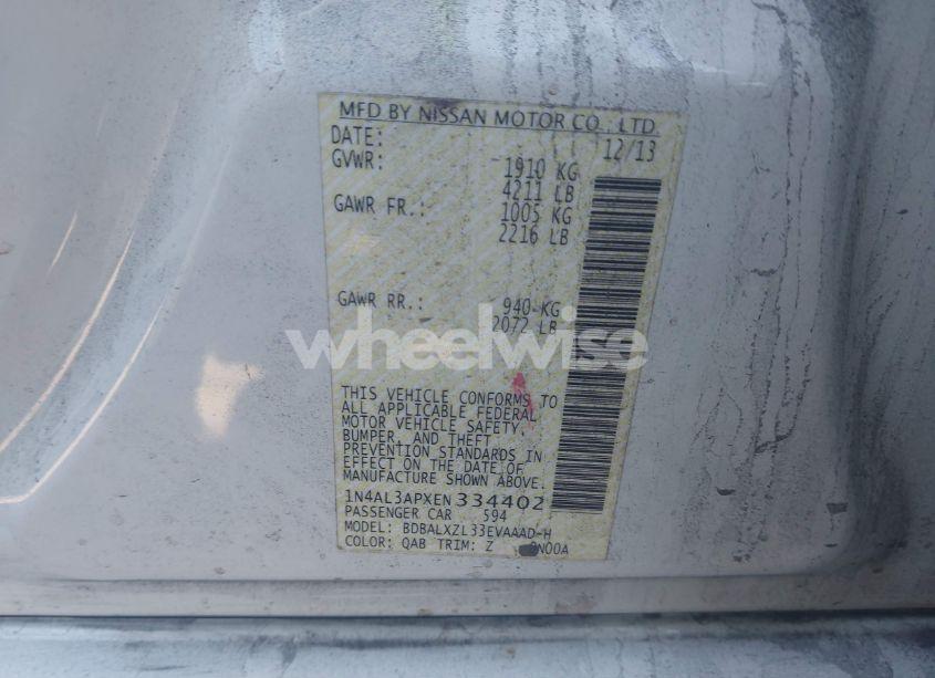 Photo 9 of 2014 Nissan Altima 2.5 SL (VIN 1N4AL3APXEN334402)