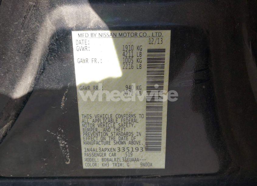 Photo 9 of 2014 Nissan Altima 2.5 S (VIN 1N4AL3APXEN335193)