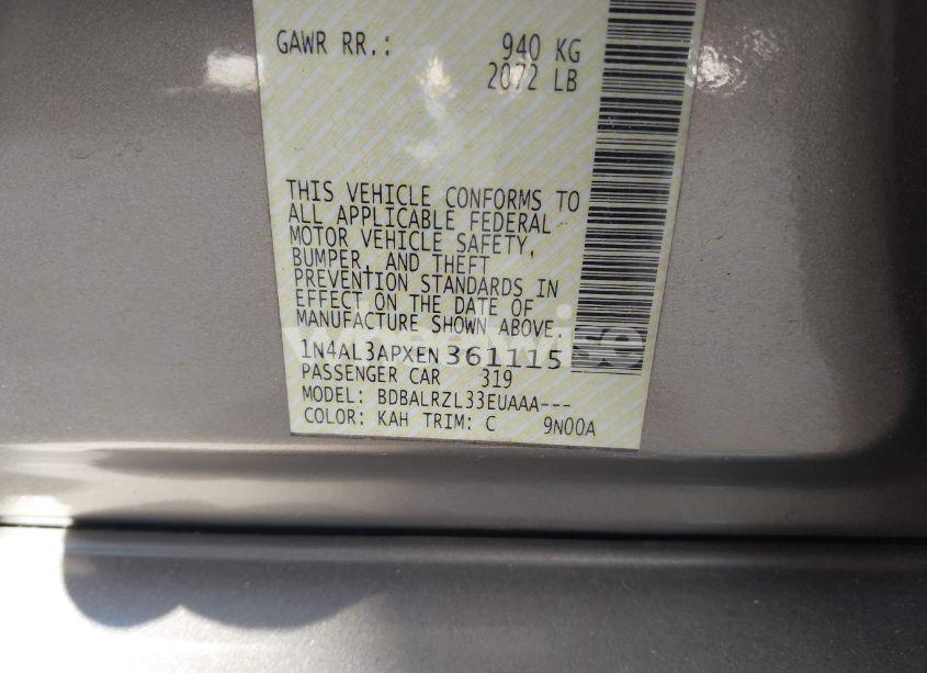 Photo 9 of 2014 Nissan Altima 2.5 S (VIN 1N4AL3APXEN361115)