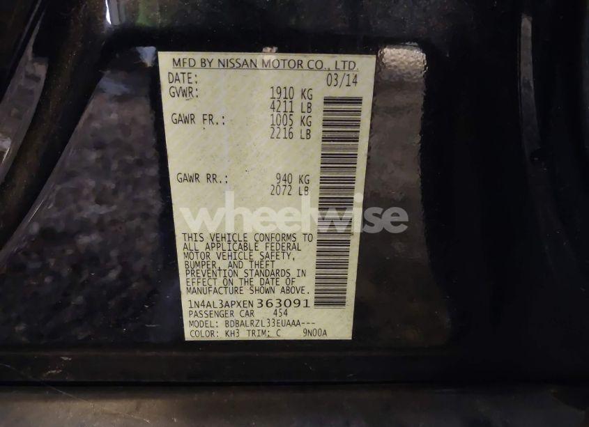 Photo 9 of 2014 Nissan Altima 2.5 S (VIN 1N4AL3APXEN363091)