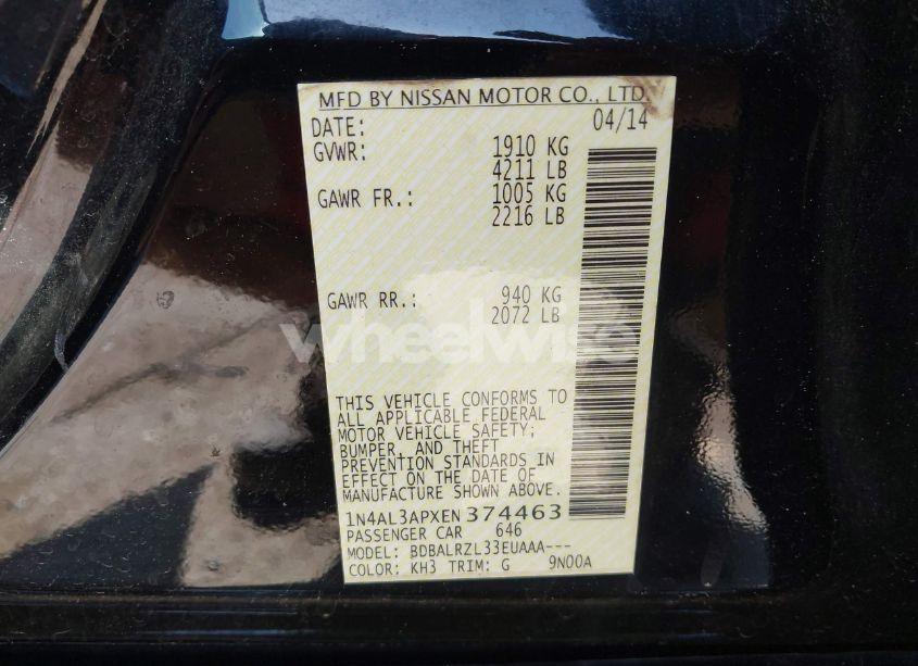 Photo 9 of 2014 Nissan Altima (VIN 1N4AL3APXEN374463)