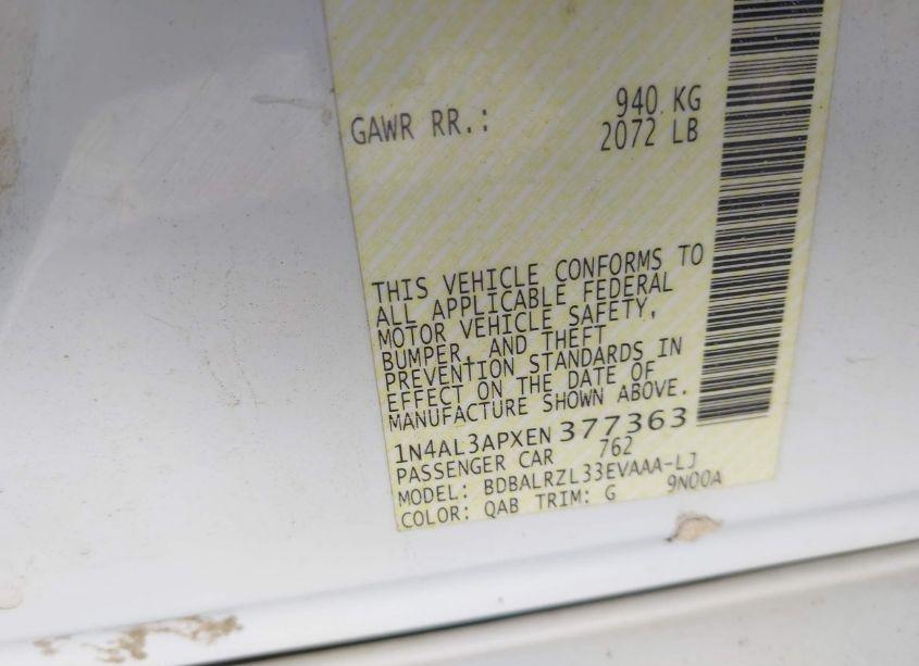 Photo 9 of 2014 Nissan Altima 2.5 S (VIN 1N4AL3APXEN377363)