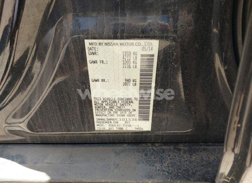 Photo 9 of 2015 Nissan Altima 2.5 SV (VIN 1N4AL3APXFC101536)