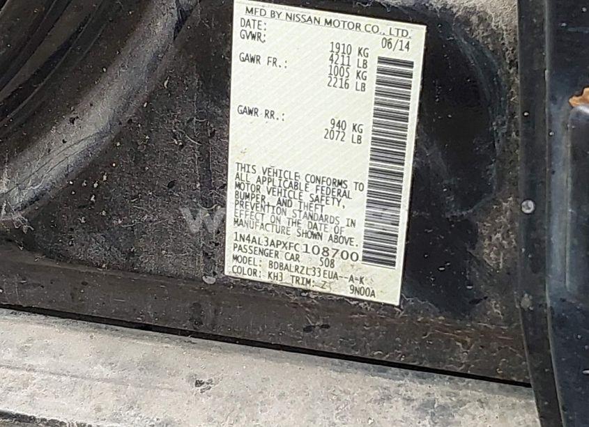 Photo 9 of 2015 Nissan Altima 2.5 SL (VIN 1N4AL3APXFC108700)