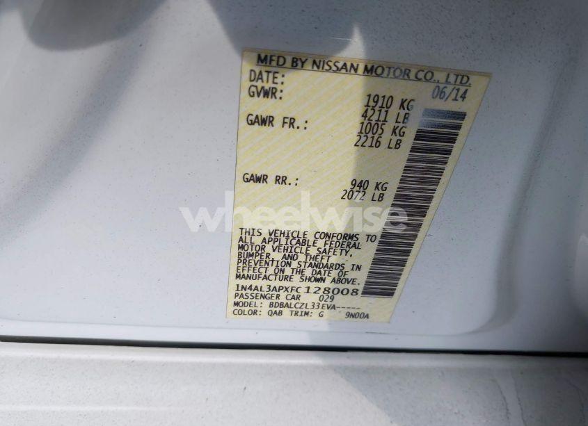 Photo 9 of 2015 Nissan Altima 2.5 S (VIN 1N4AL3APXFC128008)