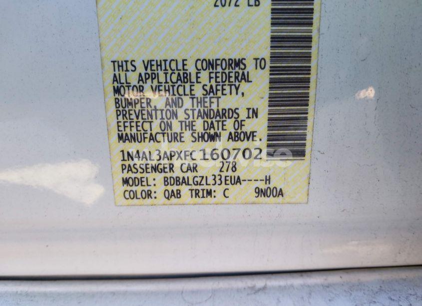 Photo 9 of 2015 Nissan Altima 2.5 S (VIN 1N4AL3APXFC160702)