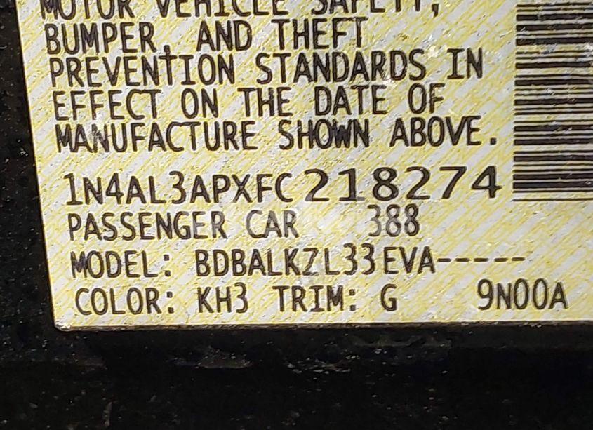 Photo 9 of 2015 Nissan Altima 2.5 SV (VIN 1N4AL3APXFC218274)