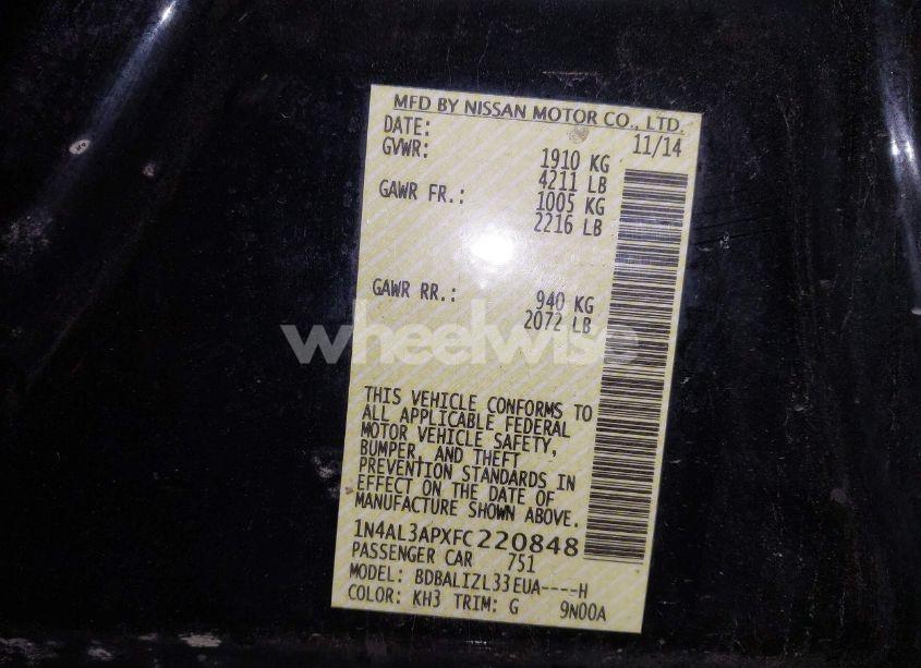 Photo 9 of 2015 Nissan Altima 2.5 SV (VIN 1N4AL3APXFC220848)