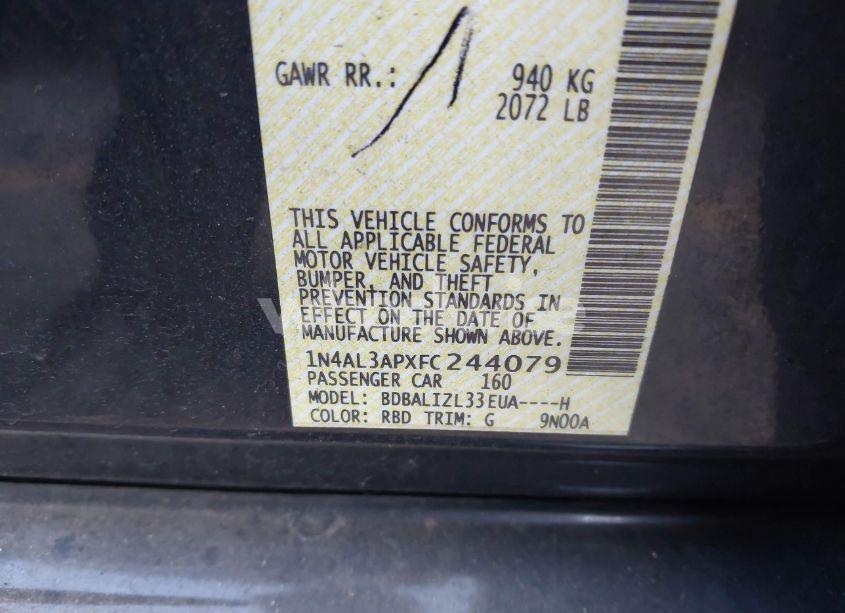 Photo 9 of 2015 Nissan Altima 2.5 SV (VIN 1N4AL3APXFC244079)